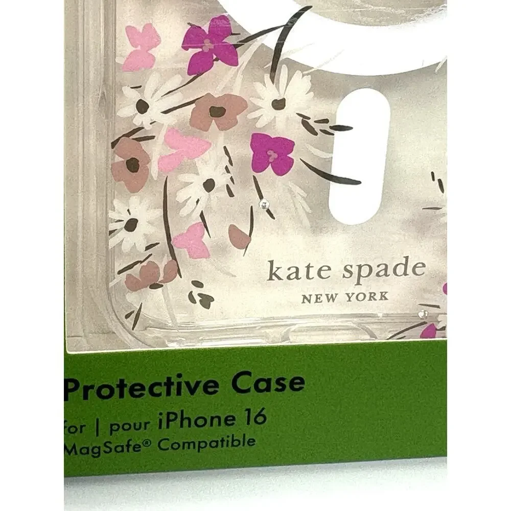 KATE SPADE iPhone 16 Floral Protective Case Cover MagSafe Pink Rhinestones NIB